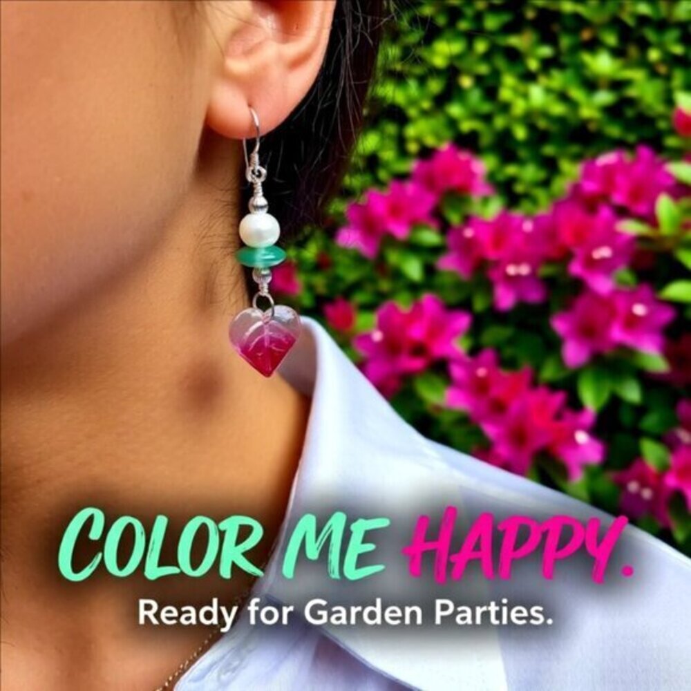 Heart Shaped Leaf Earrings! Lightweight! Spring + Summer! Romantic & Feminine - Picture 2 of 7